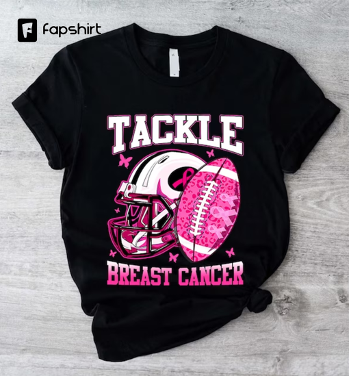 Breast Cancer Sweatshirt, Tackle Cancer Football Sweatshirt, Football Cancer Shirt, Pink Ribbon Sweatshirt, Football Breast Cancer Shirt