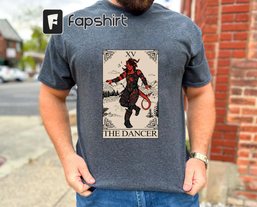 Funny Karlach dancing Tarrot Comfort Colors Tshirt, Baldur’s gate 3 merch shirt, Video games Tee, gift for video game streamers, gaming tee