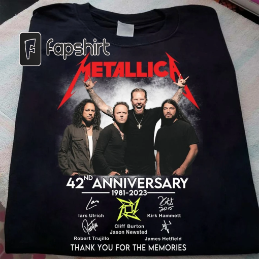 Metallica 42nd Anniversary 1981-2023 Shirt | Premium 100% Cotton | Made in USA with Signatures