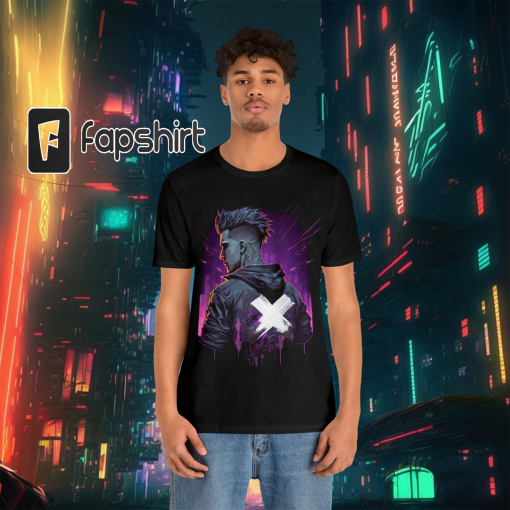 Cyberpunk Anime Manga T-shirt, Cyber Punk Urban Synthwave Tshirt, Futuristic Vaporwave Sci-Fi Top, Black Unisex Streetwear Graphic Tee Shirt