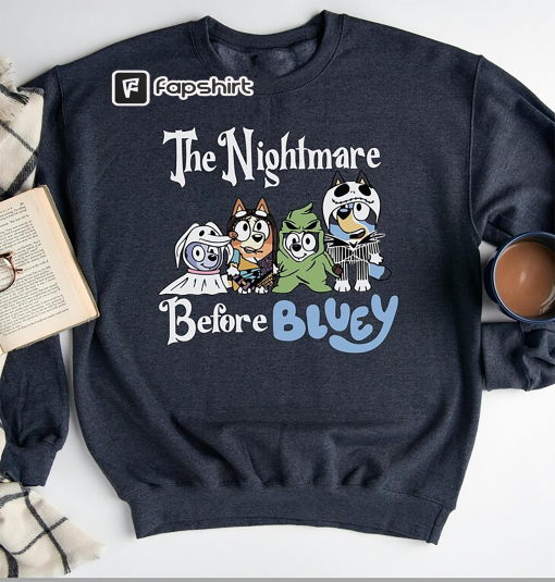 The Nightmare Before Bluey Shirt, Bluey Halloween Shirt, Happy Halloween Shirt, Bluey Trick Or Treat Shirt, Bluey Shirt Kids, Bingo Boo