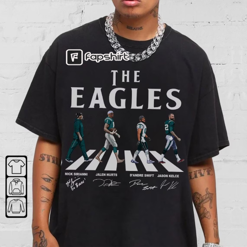 Eagles Walking Abbey Road Signatures Football Shirt, Nick Sirianni, Jalen Hurts, D’Andre Swift, Jason Kelce, Philadelphia Vintage