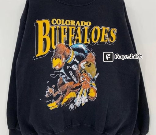 Vintage NCAA Colorado Buffaloes Mascot Logo Sweatshirt, Colorado Buffalo Shirt, CU Buffaloes Sweatshirt, Colorado Buffalo Football Shirt