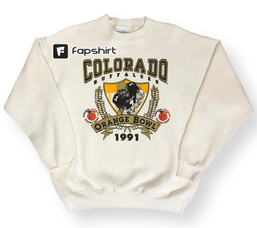 Vintage 1991 University of Colorado Buffaloes Orange Bowl National Champions Crewneck Sweatshirt, Colorado Buffaloes Football Shirt