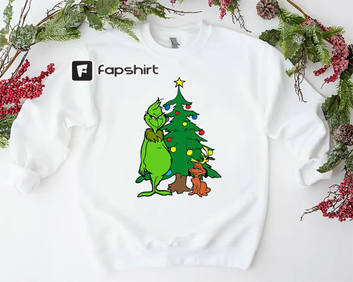 Funny Grinch Christmas Sweatshirt, Grinchmas Sweatshirt, Xmas Holiday Sweatshirt, Christmas Tree Sweatshirt, Grinch Lovers Christmas Gift