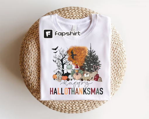 Happy Hallothanksmas Sweatshirt, Halloween Gift For Women ,Christmas Sweatshirt, Cute Halloween Sweater, Colorful Halloween Sweatshirt