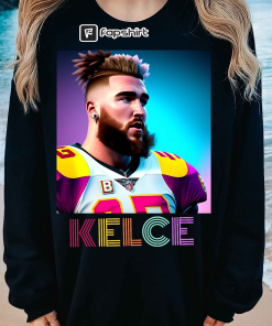 Travis Kelce Neon Color Art Tshirt, Travis…