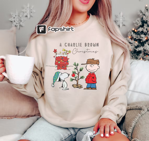 Charlie and the Snoopy Christmas Sweatshirt, Christmas Cartoon Dog Sweatshirt, Christmas Gift, Vintage Sweatshirt