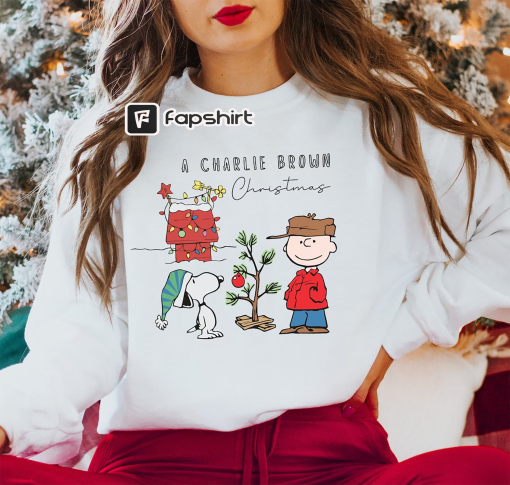 Charlie and the Snoopy Christmas Sweatshirt, Christmas Cartoon Dog Sweatshirt, Christmas Gift, Vintage Sweatshirt