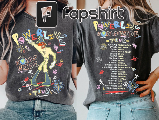 Disney A Goofy Movie Powerline World Wide Tour 2 Sided Shirt, Vintage Disney T-shirt, Disney World Disneyland Trip Outfits, Magic Kingdom