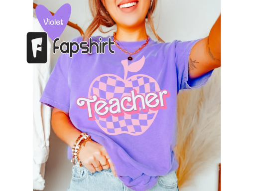 Teacher Shirt Pink Teacher Shirts Trendy Teacher Tshirt Retro Back to school Teacher Appreciation Checkered Teacher Tee Gifts for Teachers