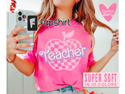 Teacher Shirt Pink Teacher Shirts Trendy Teacher Tshirt Retro Back to school Teacher Appreciation Checkered Teacher Tee Gifts for Teachers