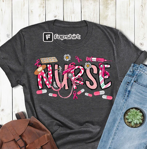 Nurse Breast Cancer T-shirt, Breast Cancer Women, Pink Breast Cancer Gift, Oncology Nurse Shirt, Cancer Nurse Shirt, Cancer Awareness Tee