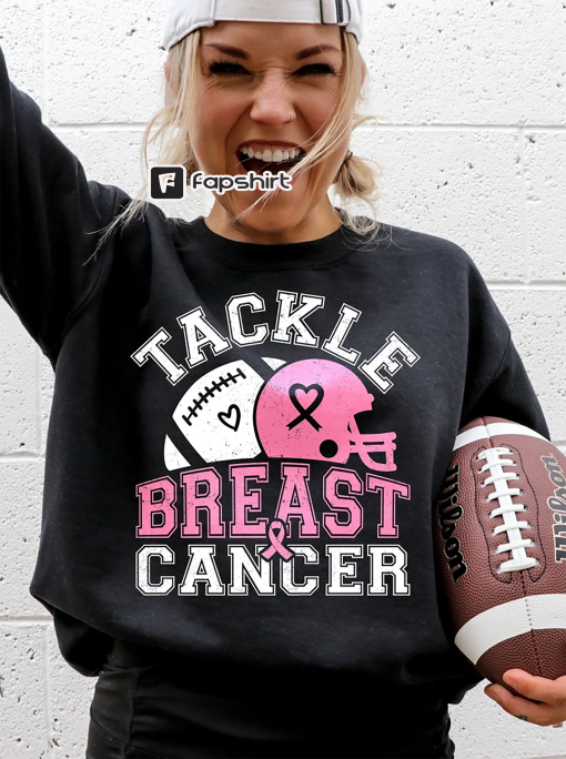 Tackle Breast Cancer Football shirt, Breast Cancer Awareness shirt& hoodie laxury With Pink Ribbon, Cheer Football Fight Cancer Shirt