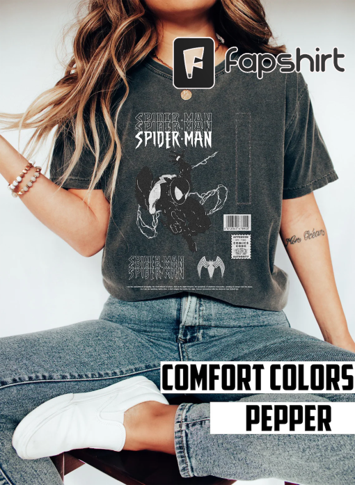 90s Vintage Black Suit Spidey Comfort Colors T-Shirt, Retro Superhero Shirt, Comic Book Shirt, Marvel Lover Gift, Spiderman tshirt