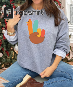 Peace Sign Turkey Sweatshirt, Thanksgiving Fall Sweatshirt,Funny…