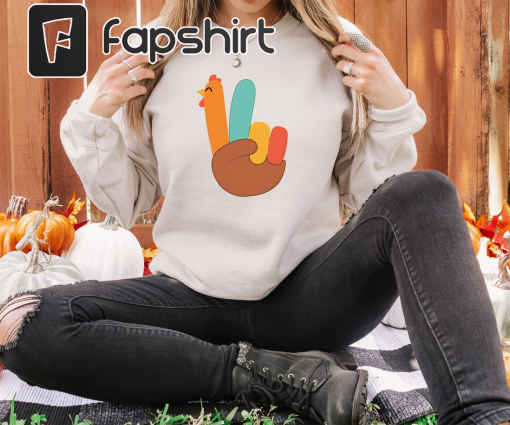 Peace Sign Turkey Sweatshirt, Thanksgiving Fall Sweatshirt,Funny Autumn Sweatshirt,Cute Fall Sweatshirt,Retro Thanksgiving Turkey Sweatshirt