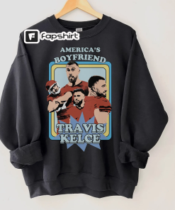 Retro America’s Boyfriend Travis Kelce Sweatshirt, Oversized…