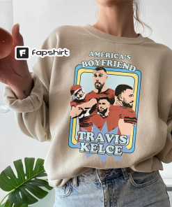 Retro America’s Boyfriend Travis Kelce Sweatshirt, Oversized…