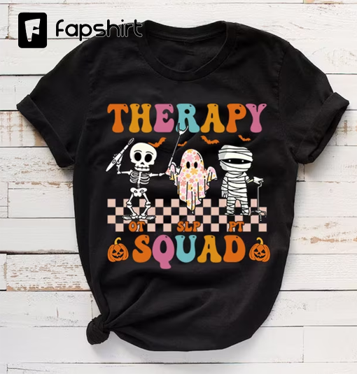 Retro Therapy Squad SLP OT PT Team Halloween Speech Physical T-Shirt – best gift for Halloween 2023