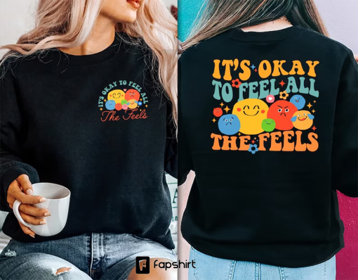 It’s okay To Feel All The Feels Sweatshirt, Mental Health shirt, Speech Therapy Shirt, Retro Awareness Tee, Speech Therapy Shirt, Emoji Tee