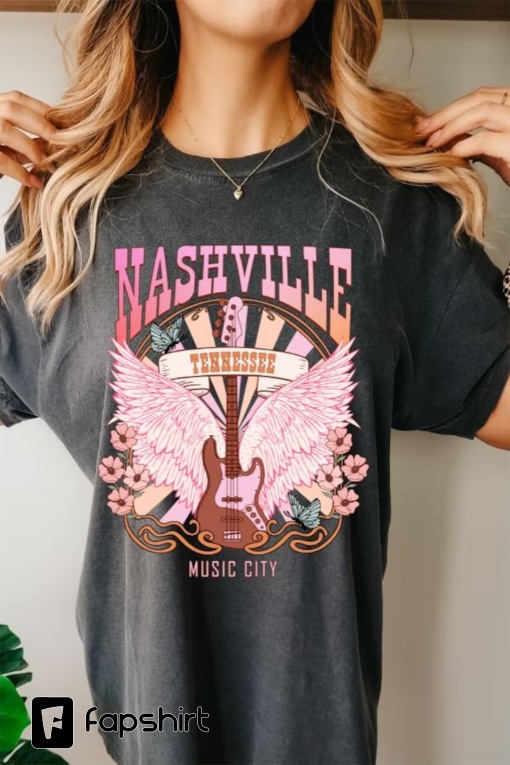 Comfort Colors, Comfort Colors Nashville tshirt, Nashville inspired shirt for trip, vintage country theme shirt for concert, oversized tee