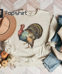 Vintage Turkey Sweatshirt, Thanksgiving Sweatshirt, Cute Turkey…