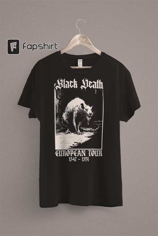 Black Death T-Shirt | Medieval Rat Shirt | Gothic Grunge Clothing | Horror Goth Aesthetic | History Shirt | Dark Academia