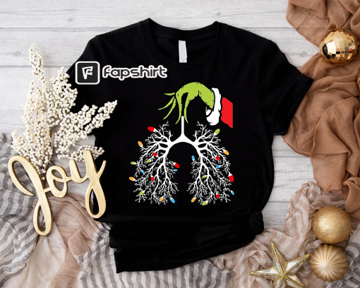 Christmas Nurse Shirt, Respiratory Therapist Tee, Lung Christmas Lights Shirt, Funny Pulmonologist X-mas T-shirt, Therapy RT Christmas Gift