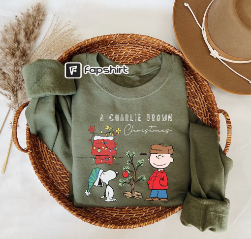 Charlie and the Snoopy Christmas Sweatshirt, Christmas Cartoon Dog Sweatshirt, Christmas Gift, Vintage Sweatshirt