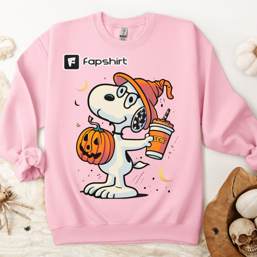 Spooky Snoopy Halloween Sweatshirt | Snoopy Halloween Pumpkin Spice Latte Crewneck |