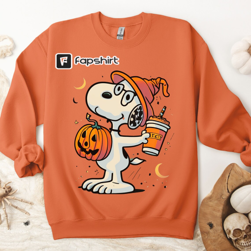 Spooky Snoopy Halloween Sweatshirt | Snoopy Halloween Pumpkin Spice Latte Crewneck |