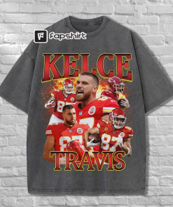 Vintage Travis Kelce Washed T-Shirt 90s Chiefs…