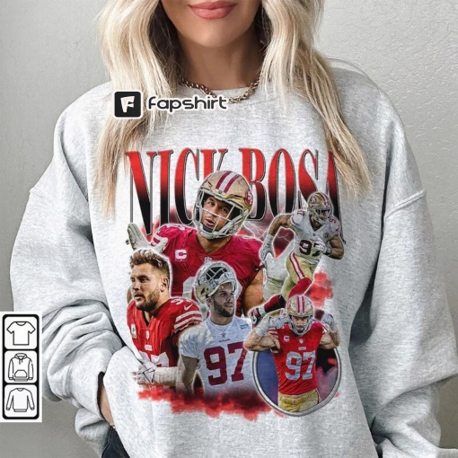 Nick Bosa San Francisco Shirt, 49ers Vintage Football 90s Sweatshirt, Fan Football Game Day