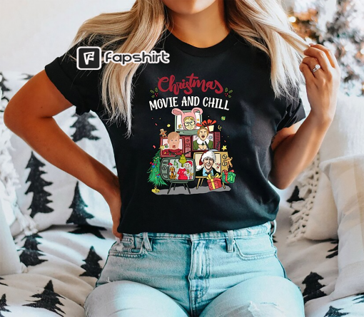 Christmas Movie And Chill Sweatshirt, Christmas Movie Characters Shirt, Vintage Movie Christmas Shirt, Home Alone, Grinch, Elf Shirt