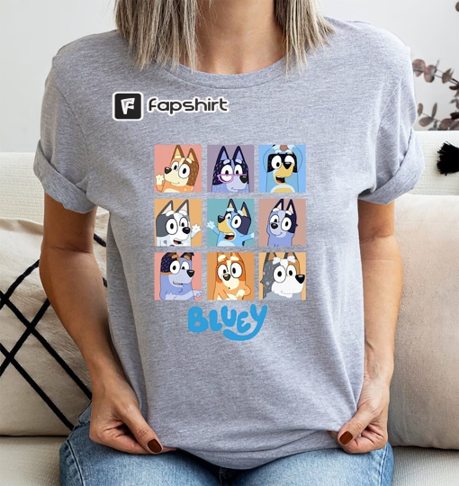 Blueys Shirt, Bluey Family Shirts, Bluey Show Shirt, Bluey Family Top, Heeler Bluey Clothing, Animated Character Apparel,Bandit Bluey Shirt