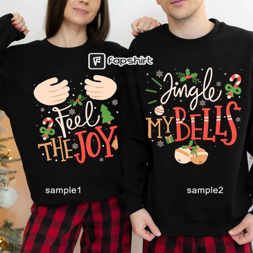 His And Her Christmas Sweatshirt, Christmas Couple Shirts, Funny Christmas Pajamas, Chest And Nuts, Rude Couple Shirts, Matching Couples Tee