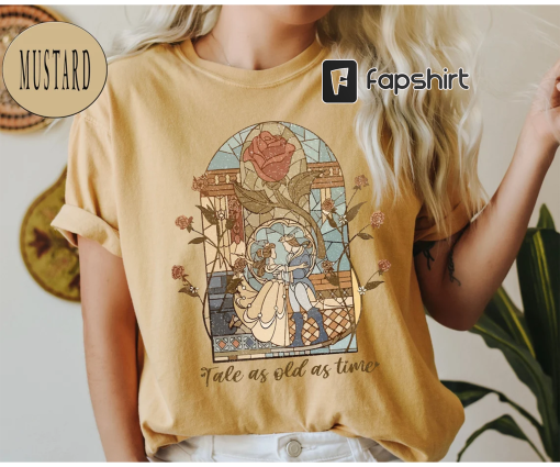 Comfort Colors® Vintage Tale as Old as Time Shirt, Retro Beauty and the Beast T-Shirt, Disney Princess Shirt, Belle Beauty Princess Tees