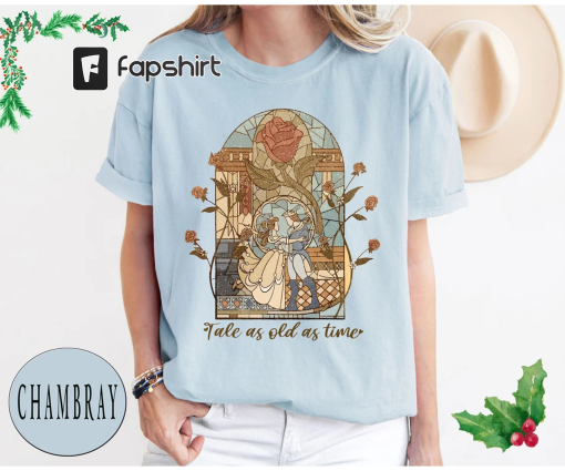 Comfort Colors® Vintage Tale as Old as Time Shirt, Retro Beauty and the Beast T-Shirt, Disney Princess Shirt, Belle Beauty Princess Tees