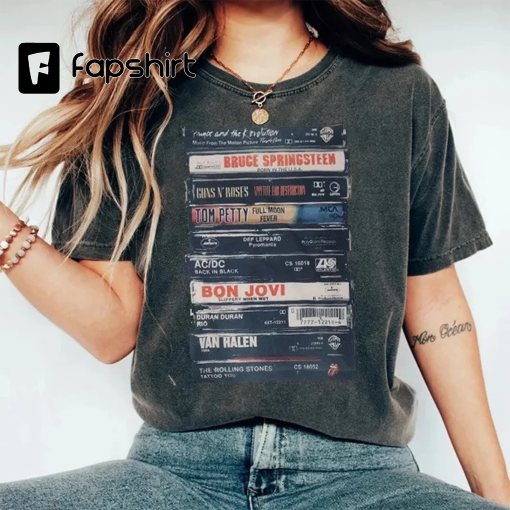 Rock Cassettes Tape Comfort Colors Printed T-Shirt, Rock Bands Shirt, Unisex tee, Vintage Feel, Graphic T-Shirt