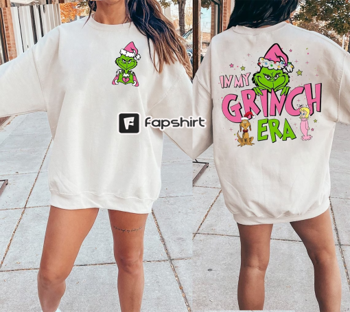 Merry GrinchMas Double Sided Crewneck Sweatshirt, In My Grich Era Sweatshirts, Grinch Hoodie Sweater, Adult T shirt,Youth Tee,Toddler Tshirt