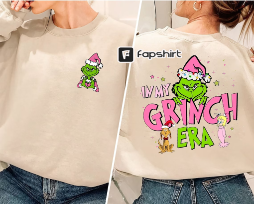 Merry GrinchMas Double Sided Crewneck Sweatshirt, In My Grich Era Sweatshirts, Grinch Hoodie Sweater, Adult T shirt,Youth Tee,Toddler Tshirt