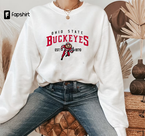 Ohio State EST 1870 Sweatshirt, Vintage Buckeyes Football T-Shirt, Ohio State University, Football College Tee, Ohio State Gameday