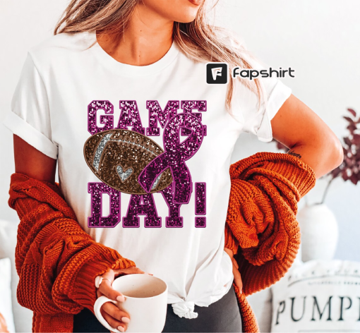 Game Day Faux Glitter Shirt, Faux Sequin Football Shirt, Womens Football Tshirt