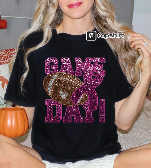 Game Day Faux Glitter Shirt, Faux Sequin Football Shirt, Womens Football Tshirt