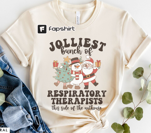 Respiratory Therapist Christmas Shirt, Respiratory Therapy Shirts, Funny Christmas Shirt, RT Xmas Gift, Jolliest Bunch of Therapists