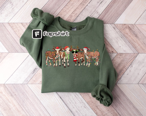 Christmas Cow Sweatshirt, Funny Christmas Shirt, Cow Lover Gift, Holiday Sweater, Farm Christmas Shirt, Womens Cow Shirt, Christmas Crewneck