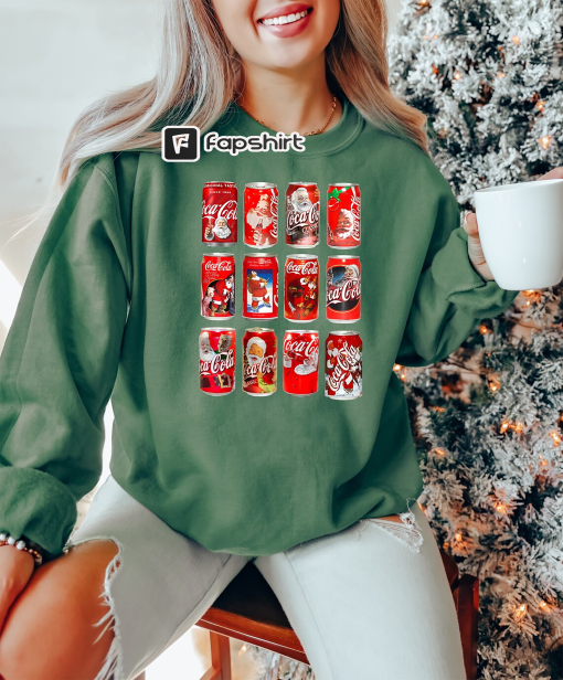 Cola Cans Christmas Sweatshirt, Retro Soda Santa Sweater, Funny Christmas Santa Shirt, Santa Cola Sweatshirt,Christmas Gift,Christmas Trends