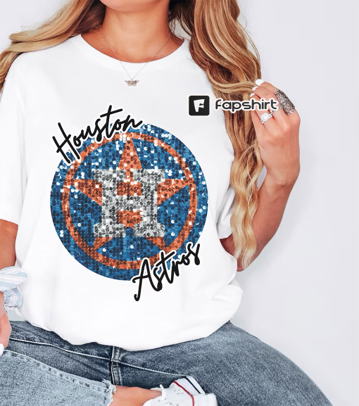 Astros Tee, Faux Sequins, Houston Astros Unisex Tshirt, Space City Women’s Shirt, Baseball