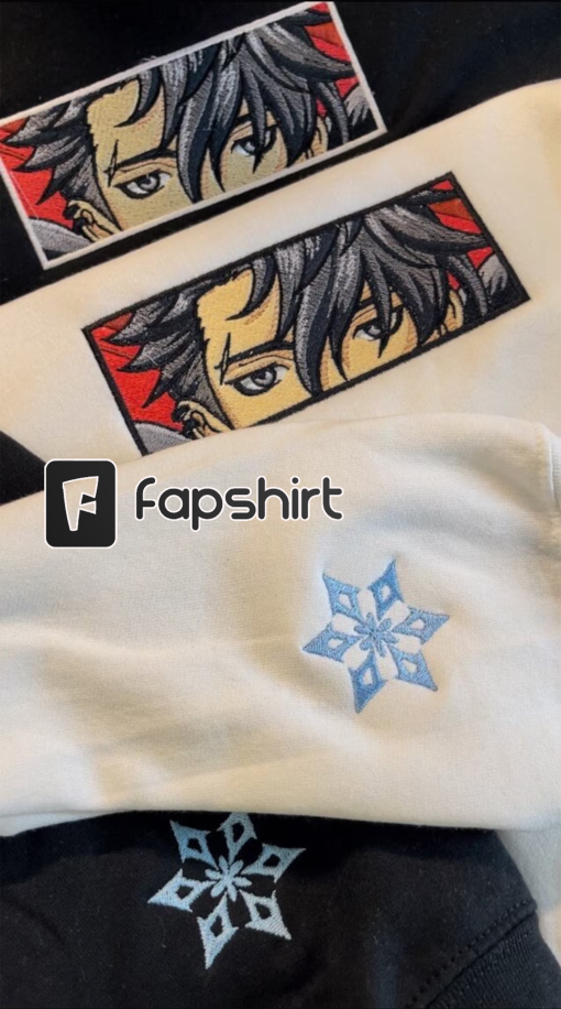 Genshin Impact Wriothesley’s Face Boxed Embroidered Crewneck + Sleeve